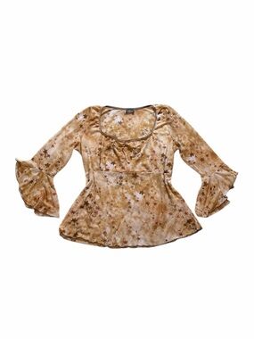 Anna Star-Print Velvet Peplum Top in Gold